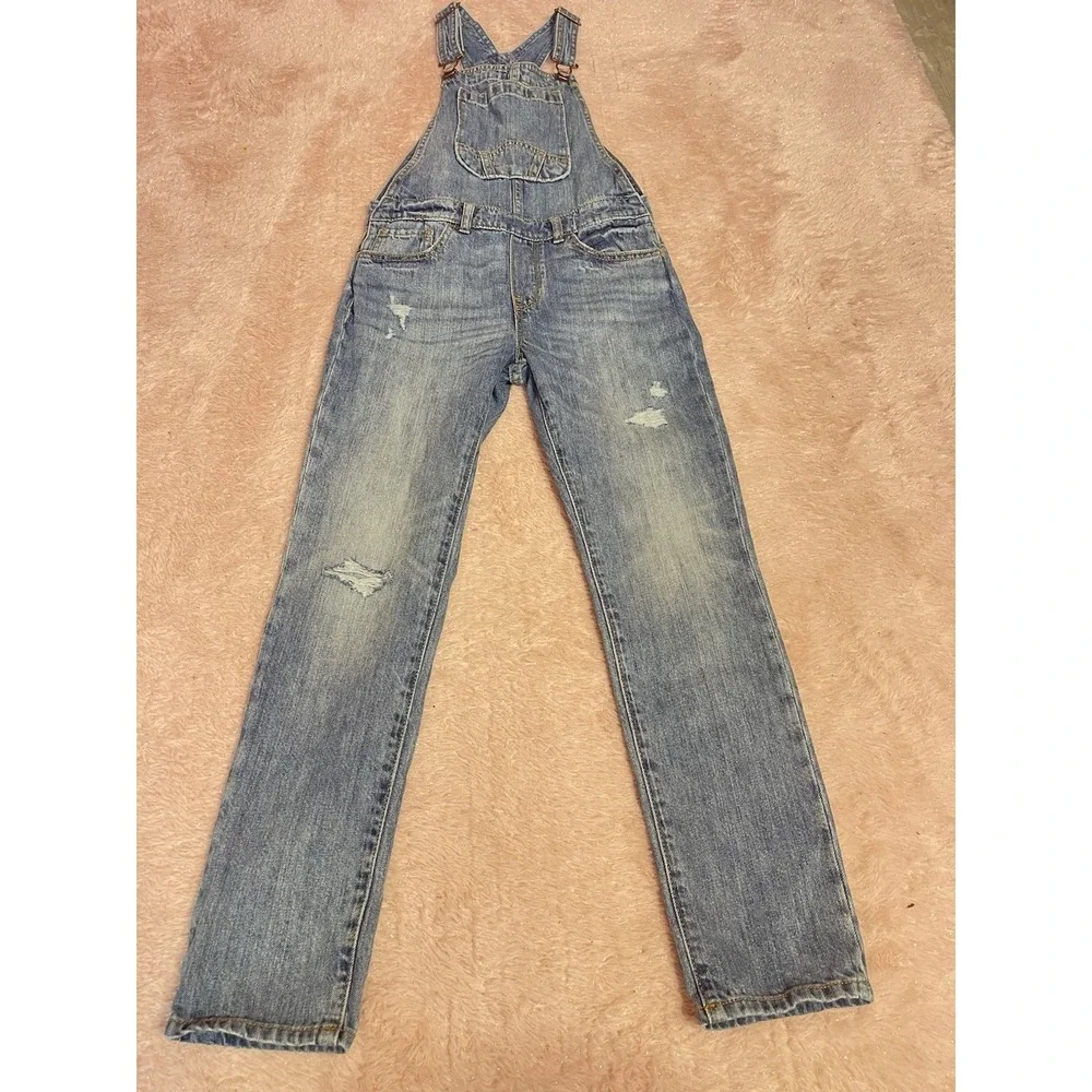 Gap Kids‎ Light Wash Denim Overalls Jeans Size Medium or 8 Bin11